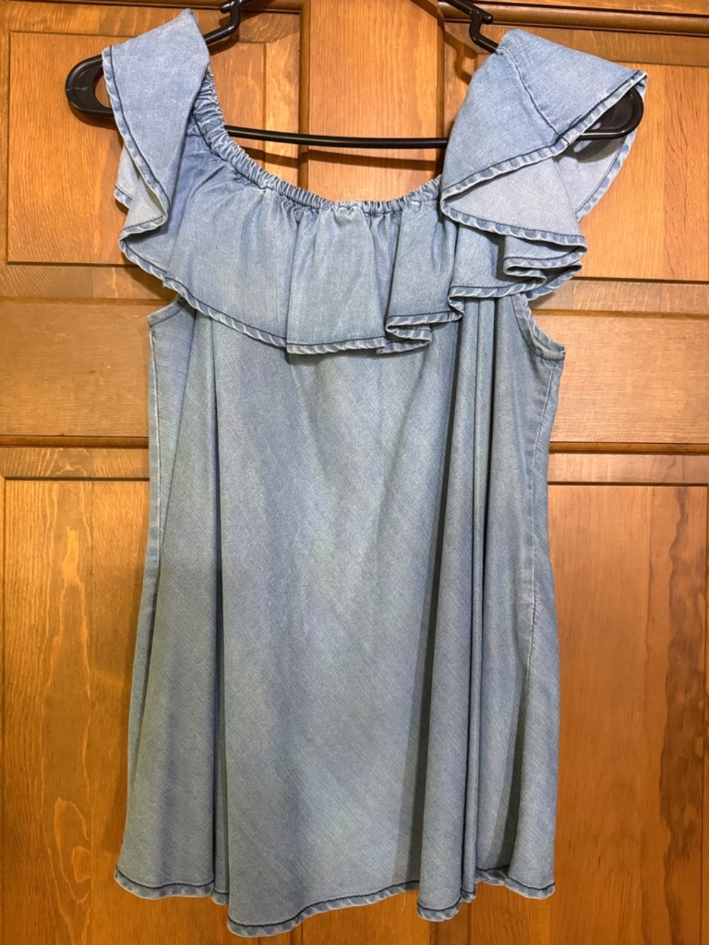 Velvet Heart Light Blue Ruffle Off-Shoulder Girls' Dress